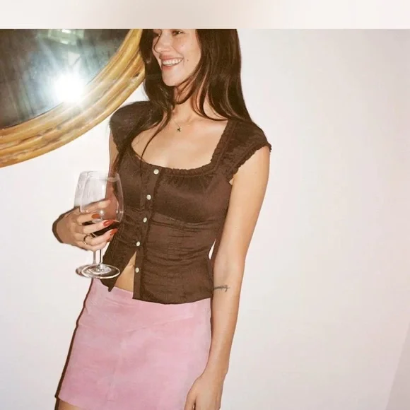 Reformation Chocolate Ruffle Alabama Blouse - Picture 5 of 6